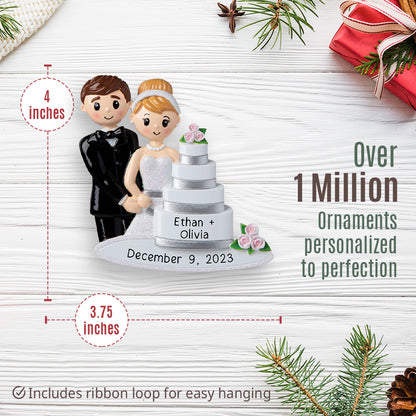 Wedding Couple With Cake Christmas Ornament