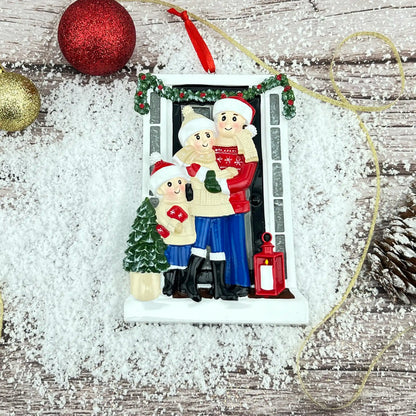 Holiday Door Family of 3 Christmas Ornament