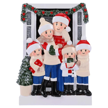 Holiday Door Family of 5 Christmas Ornament