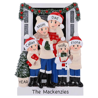 Holiday Door Family of 5 Christmas Ornament