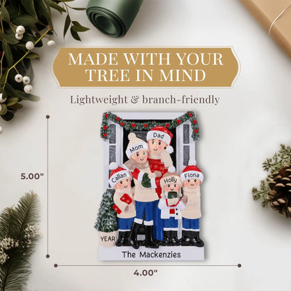 Holiday Door Family of 5 Christmas Ornament