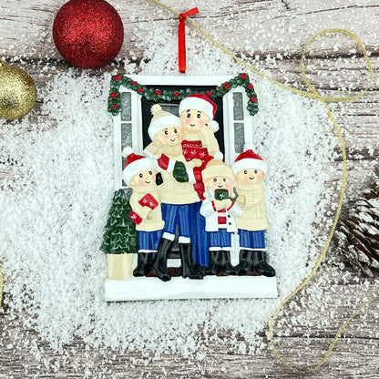 Holiday Door Family of 5 Christmas Ornament