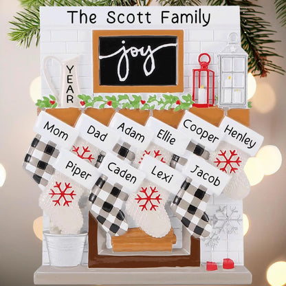 Adorno navideño familiar de 10 personas con chimenea Joy 
