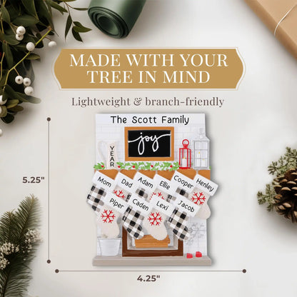 Adorno navideño familiar de 10 personas con chimenea Joy 