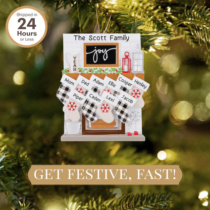 Adorno navideño familiar de 10 personas con chimenea Joy 