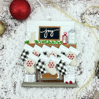 Adorno navideño familiar de 10 personas con chimenea Joy 