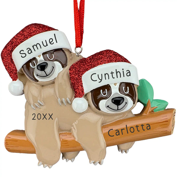 Personalized Sloth Couple Ornament for a fun and lighthearted Valentine’s Day gift.