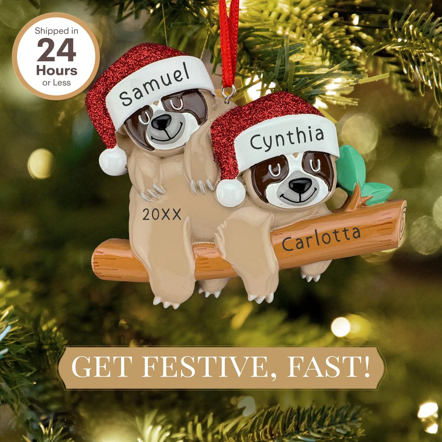 Sloth Couple Personalized Ornament