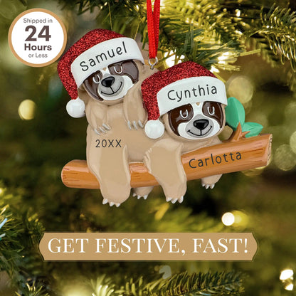 Sloth Couple Personalized Ornament