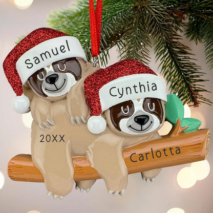 Sloth Couple Personalized Ornament