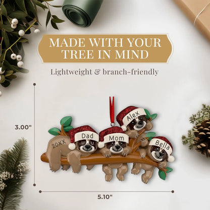 Sloth Family of 4 Personalized Ornament