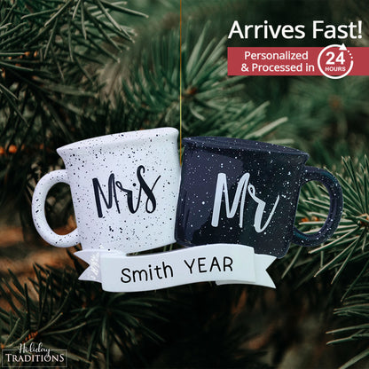 Mr & Mrs Couple Mug Christmas Ornament