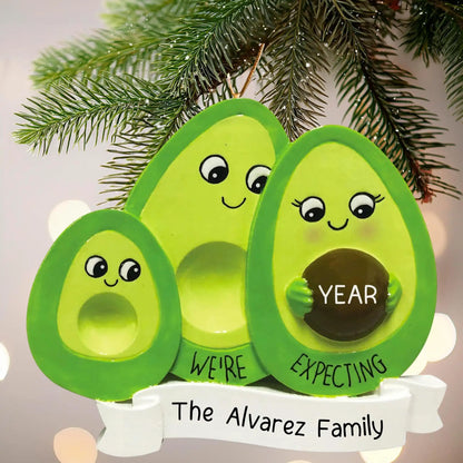 Adorno personalizado de aguacate para familia de 3