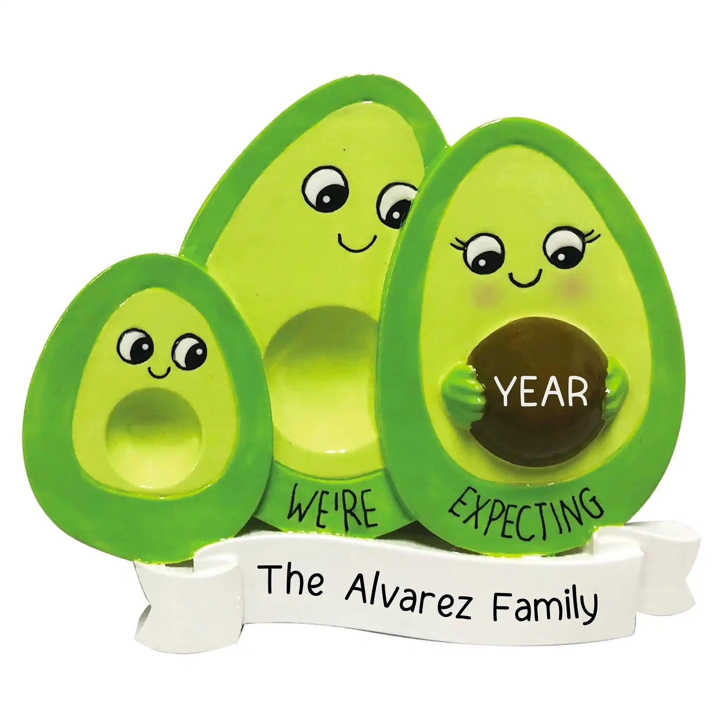 Avocado Expecting Family of 3 Christmas Ornament