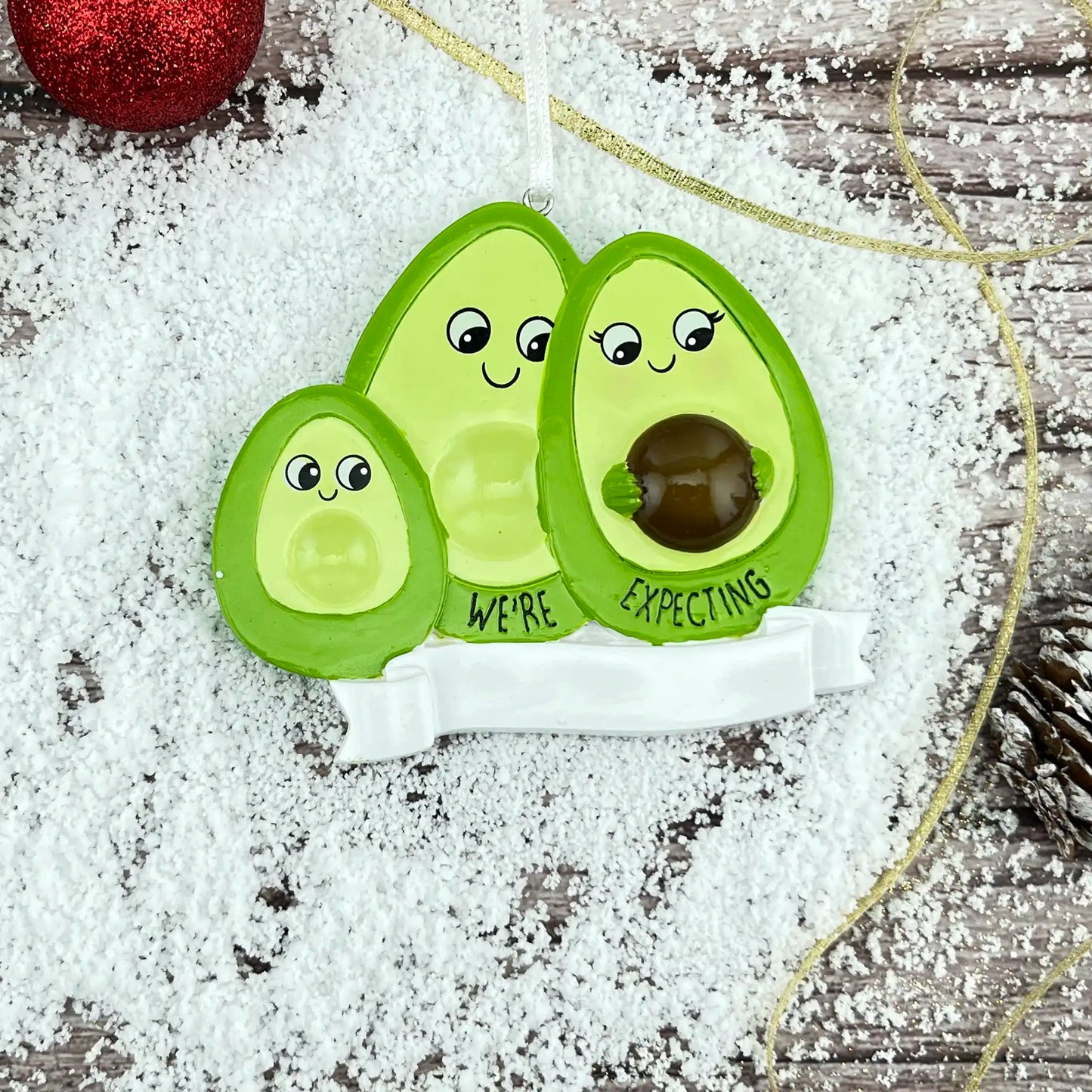 Adorno personalizado de aguacate para familia de 3