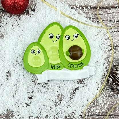Adorno personalizado de aguacate para familia de 3