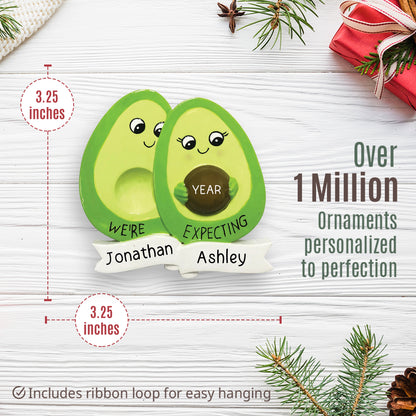 Avocado Expecting Couple Christmas Ornament