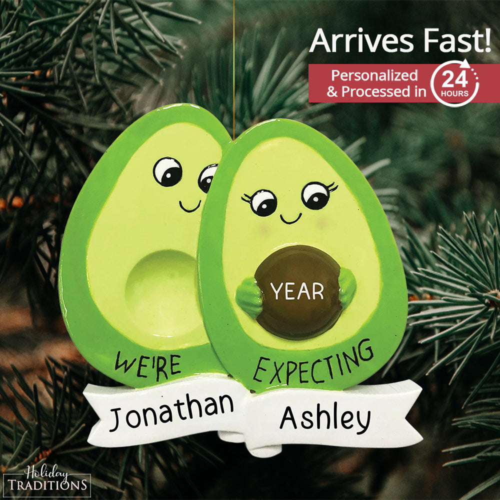 Avocado Expecting Couple Christmas Ornament