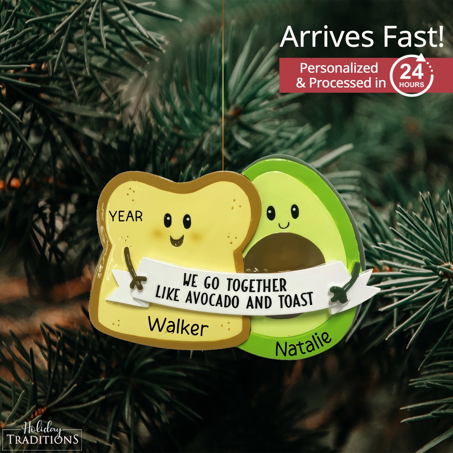 Avocado & Toast Christmas Ornament