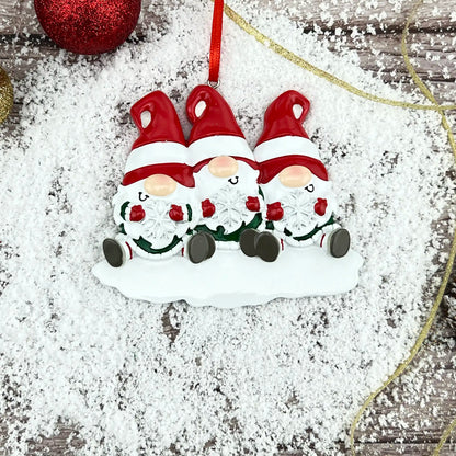 Adorno navideño de familia de 3 gnomos - Copo de nieve 