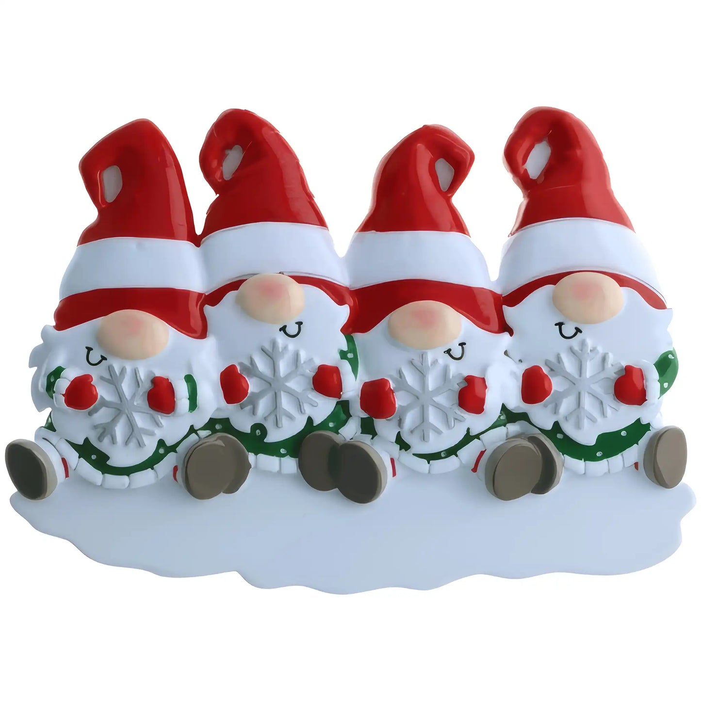 Gnome Family of 4 Christmas Ornament - Snowflake