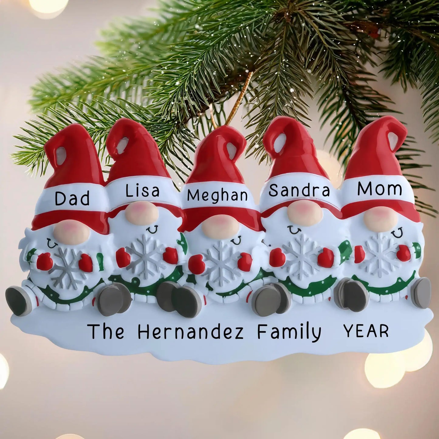 Gnomes Family of 5 Christmas Ornament - Snowflake