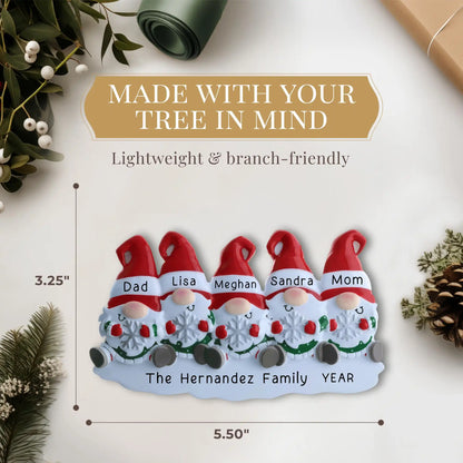 Gnomes Family of 5 Christmas Ornament - Snowflake