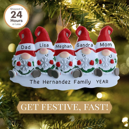 Gnomes Family of 5 Christmas Ornament - Snowflake