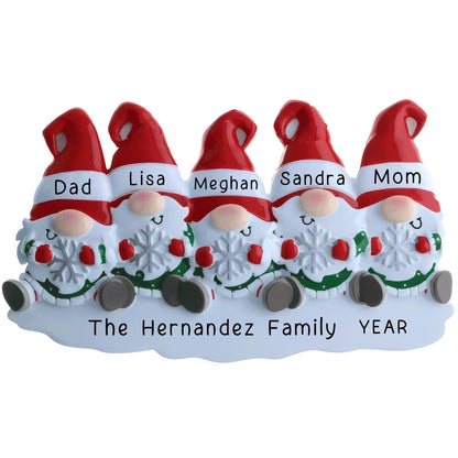 Gnomes Family of 5 Christmas Ornament - Snowflake