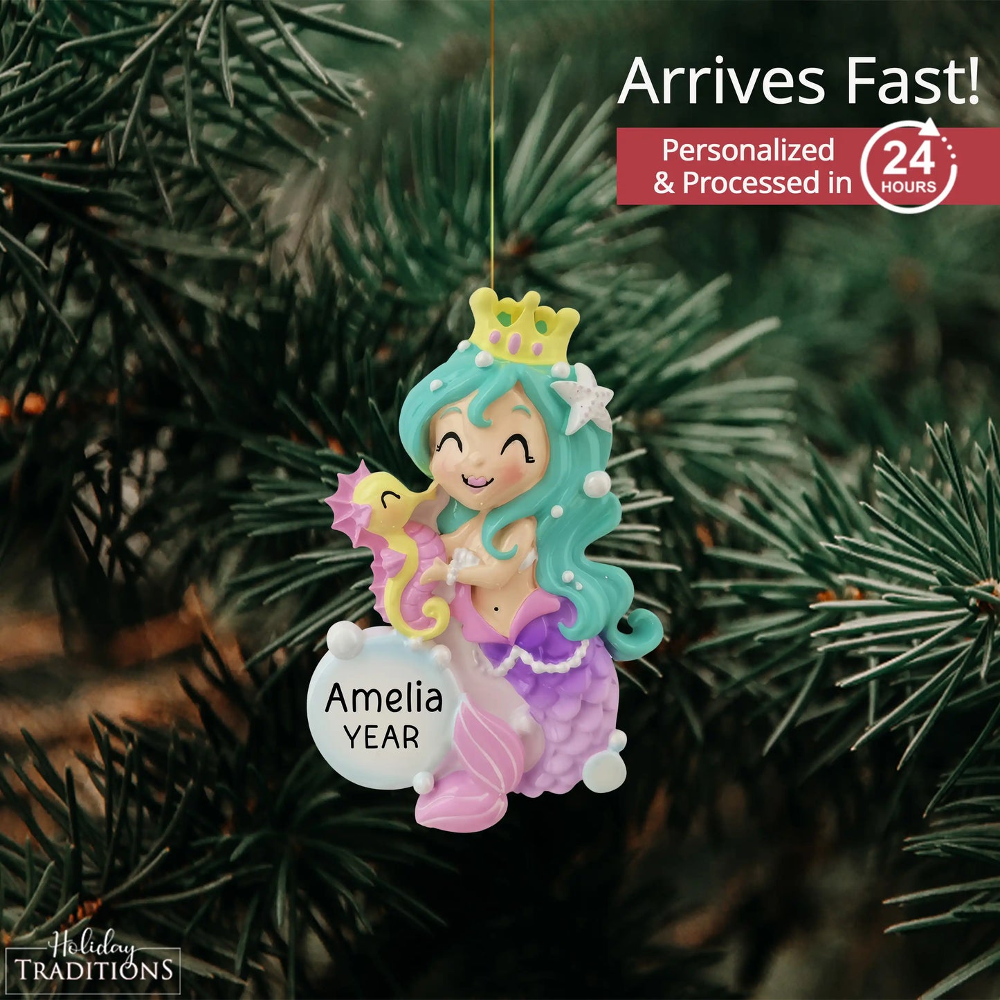 Mermaid Girl Christmas Ornament