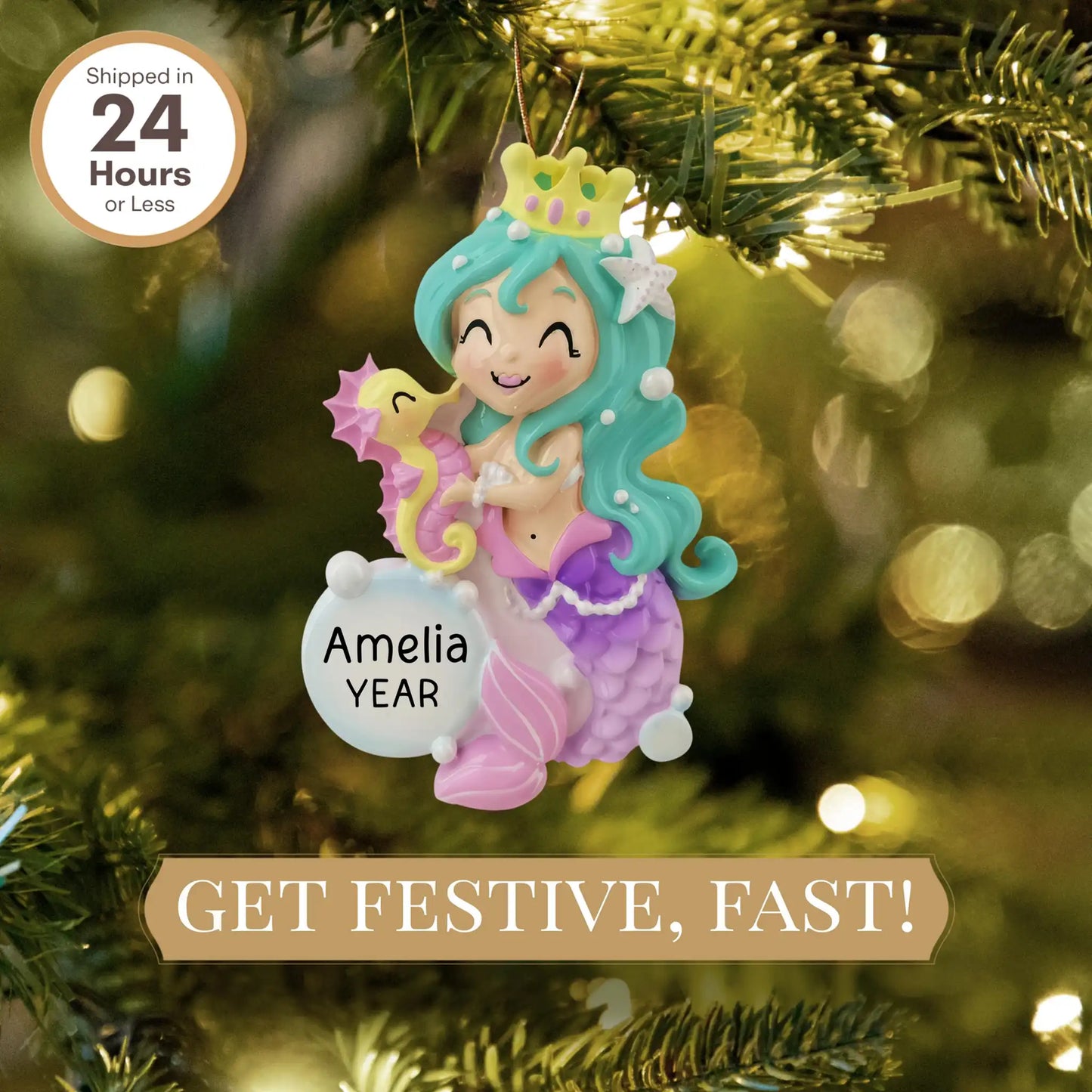 Mermaid Girl Christmas Ornament