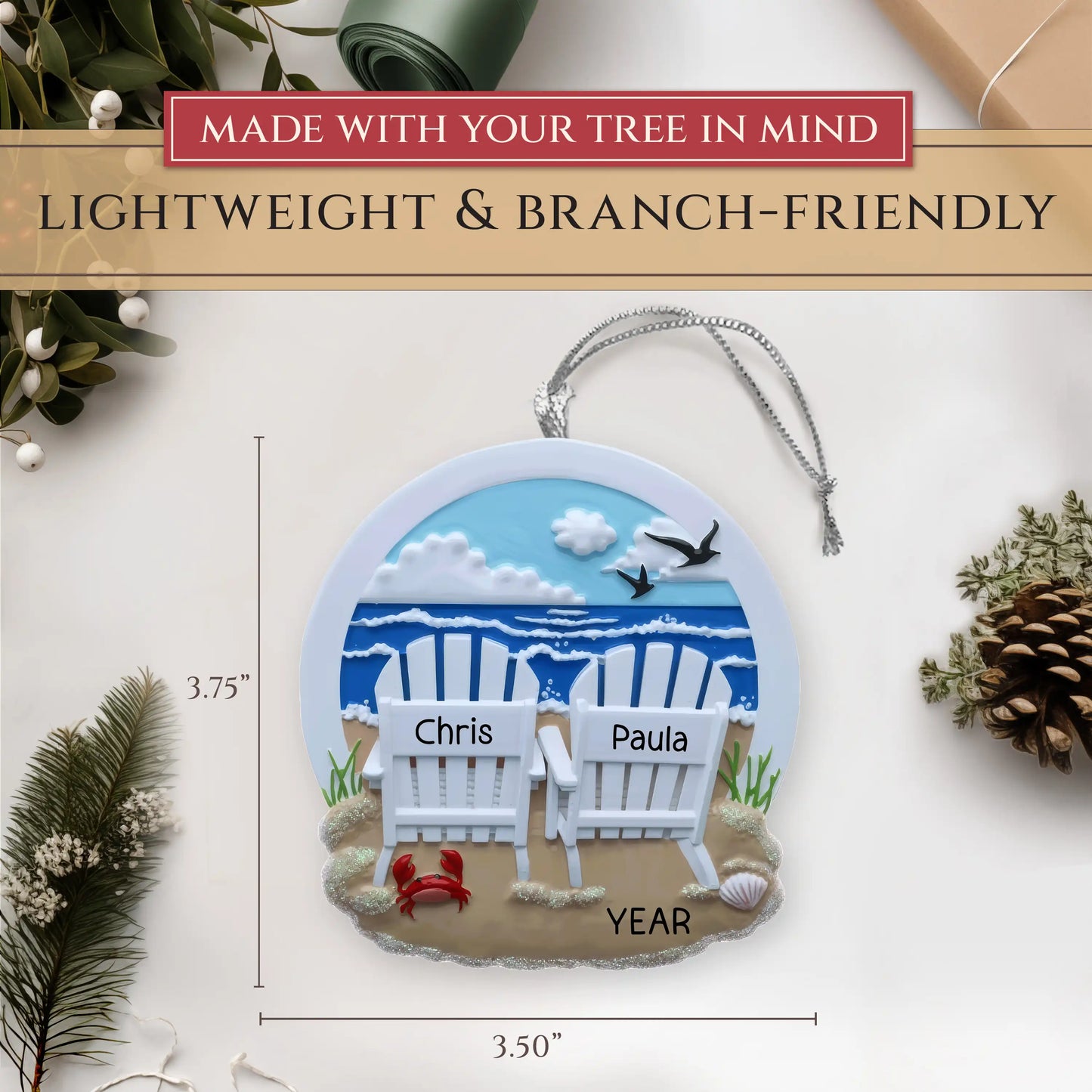 Beach Chair Couple Christmas Ornament