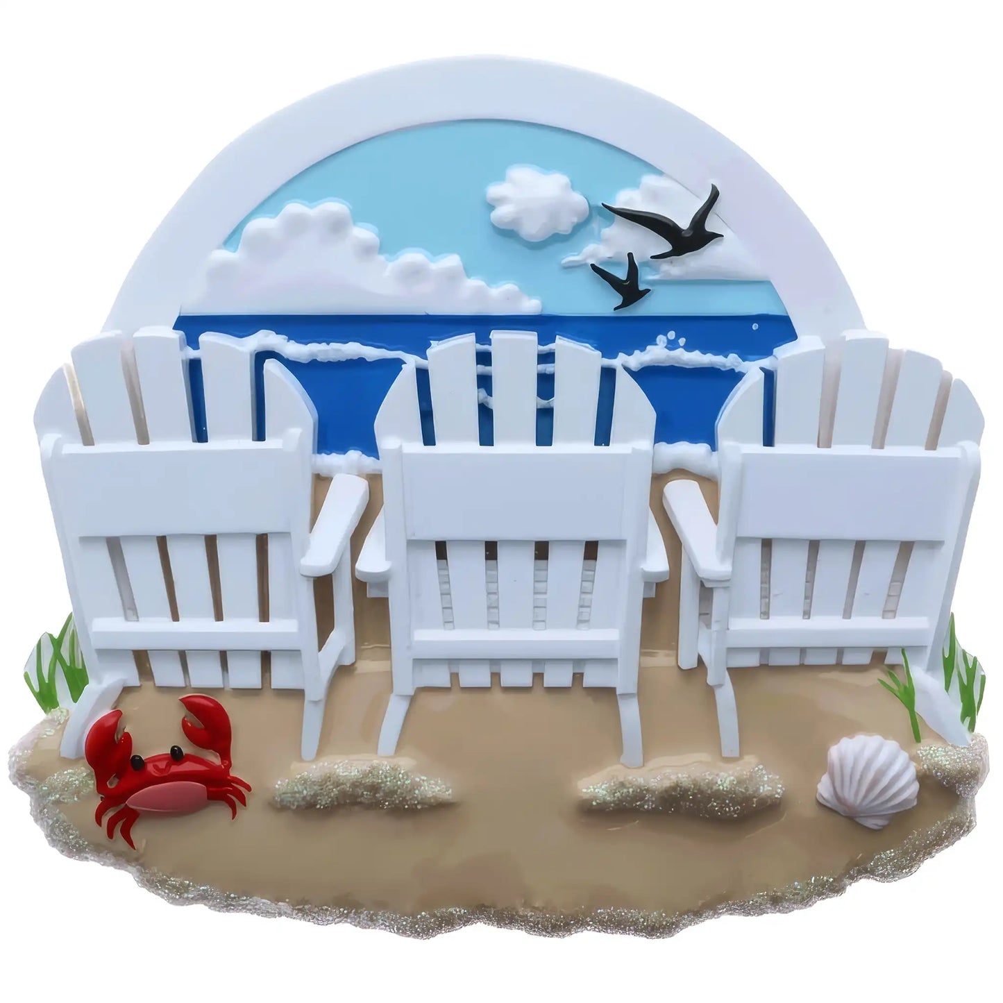 Beach Chair Family of 3 Christmas Ornament