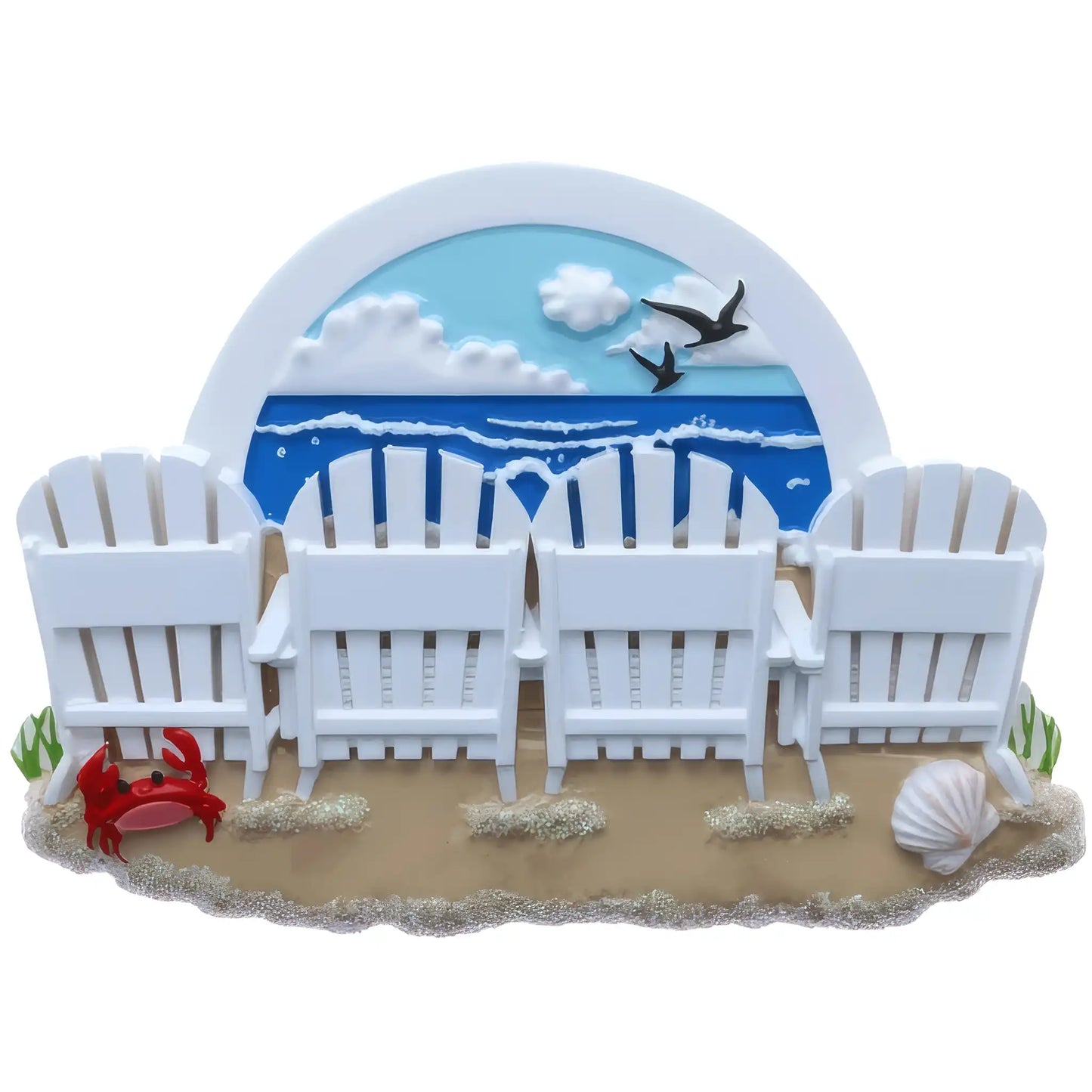 Beach Chair Family of 4 Christmas Ornament