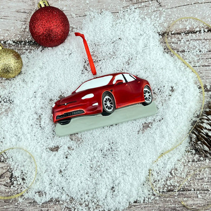 Adorno navideño de coche deportivo rojo 