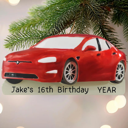 Adorno navideño de coche deportivo rojo 