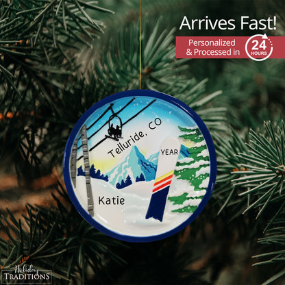 Snowboarding Personalized Ornament - Round