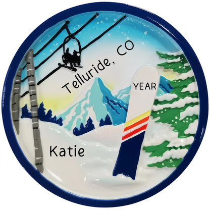 Snowboarding Personalized Ornament - Round