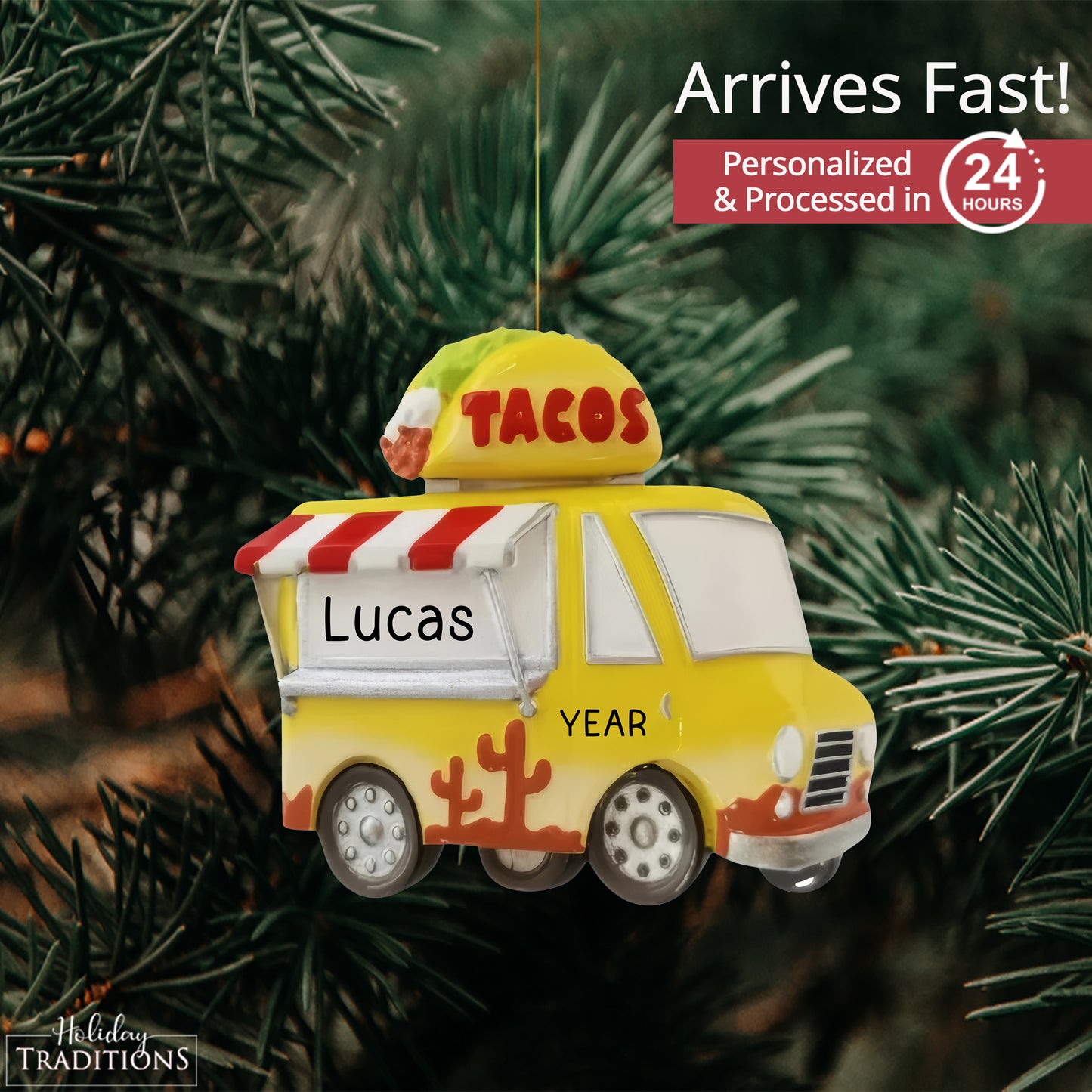 Taco Food Truck Christmas Ornament