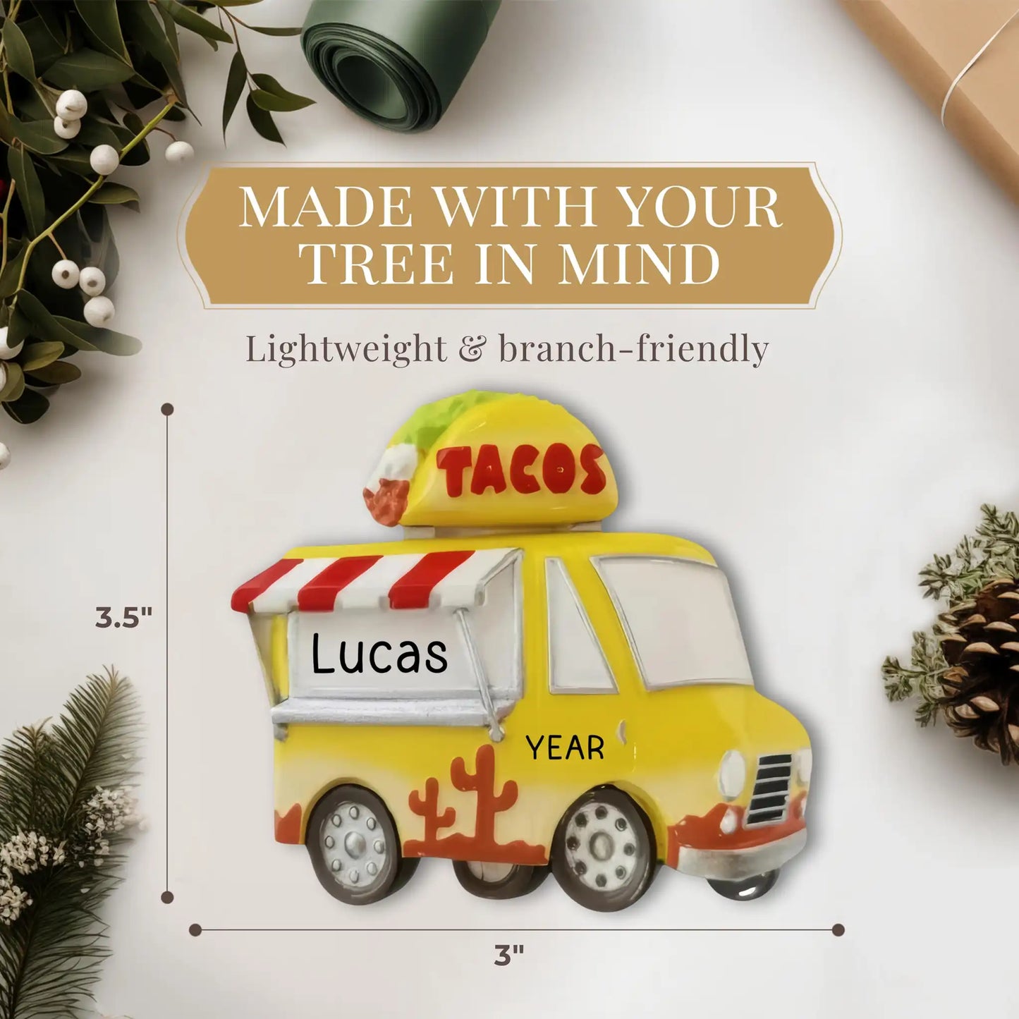 Adorno personalizado de camión de comida de tacos 