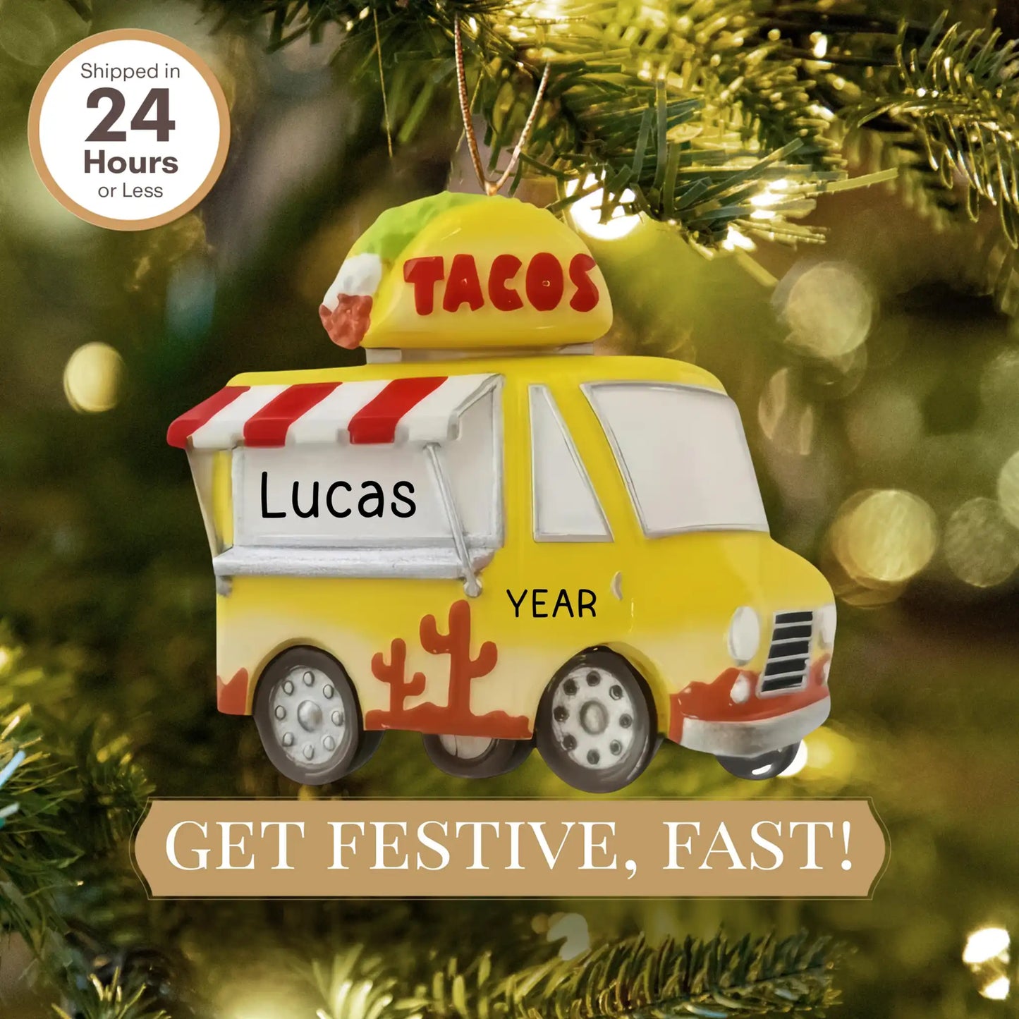 Adorno personalizado de camión de comida de tacos 