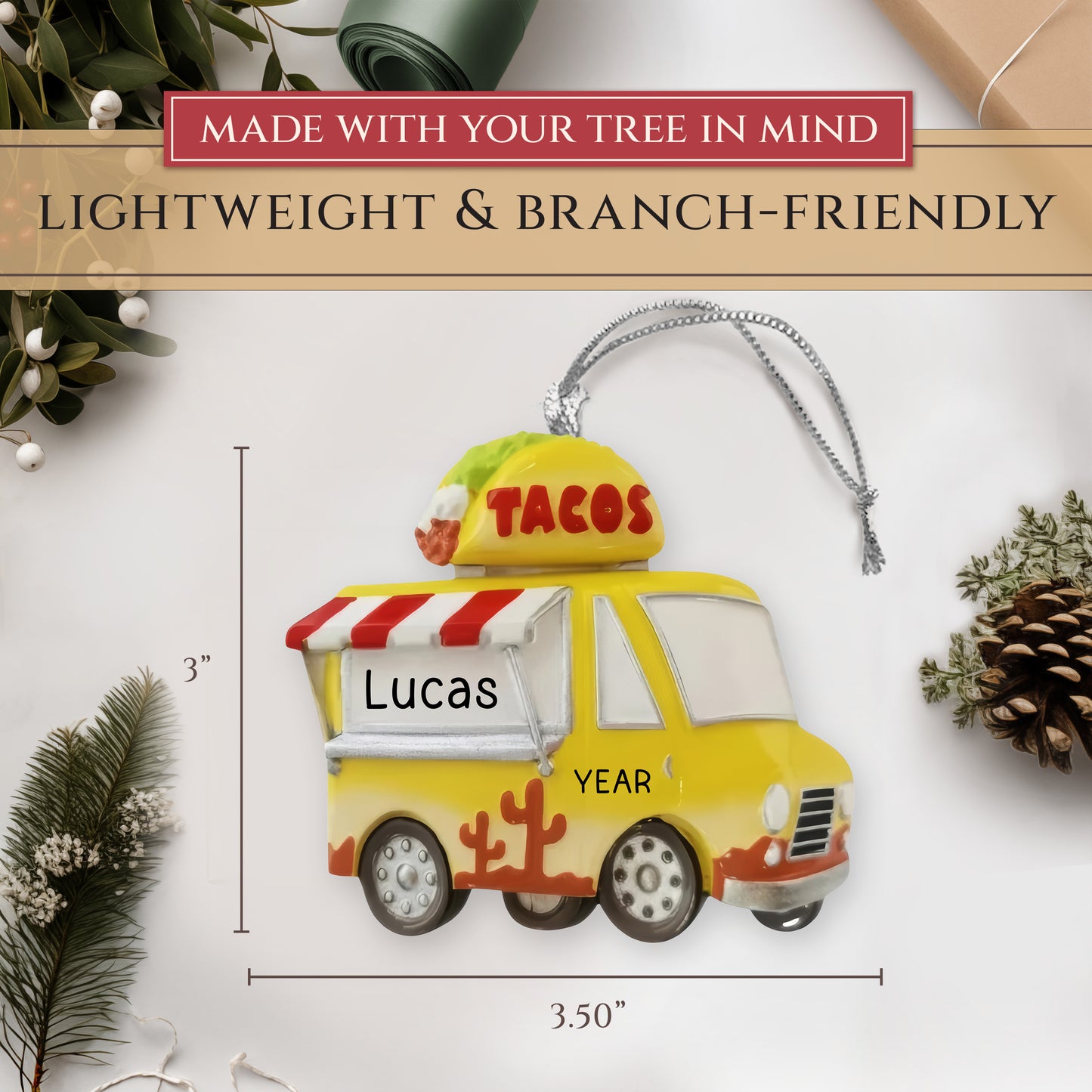 Taco Food Truck Christmas Ornament