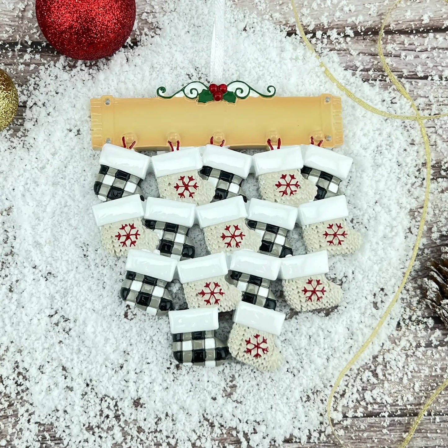 Mantle Family of 16 Christmas Ornament