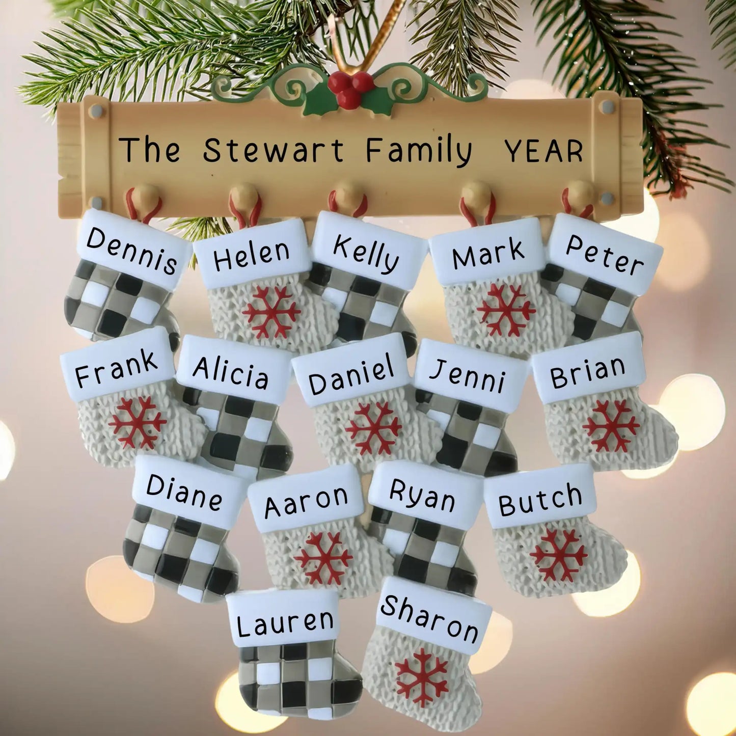 Mantle Family of 16 Christmas Ornament