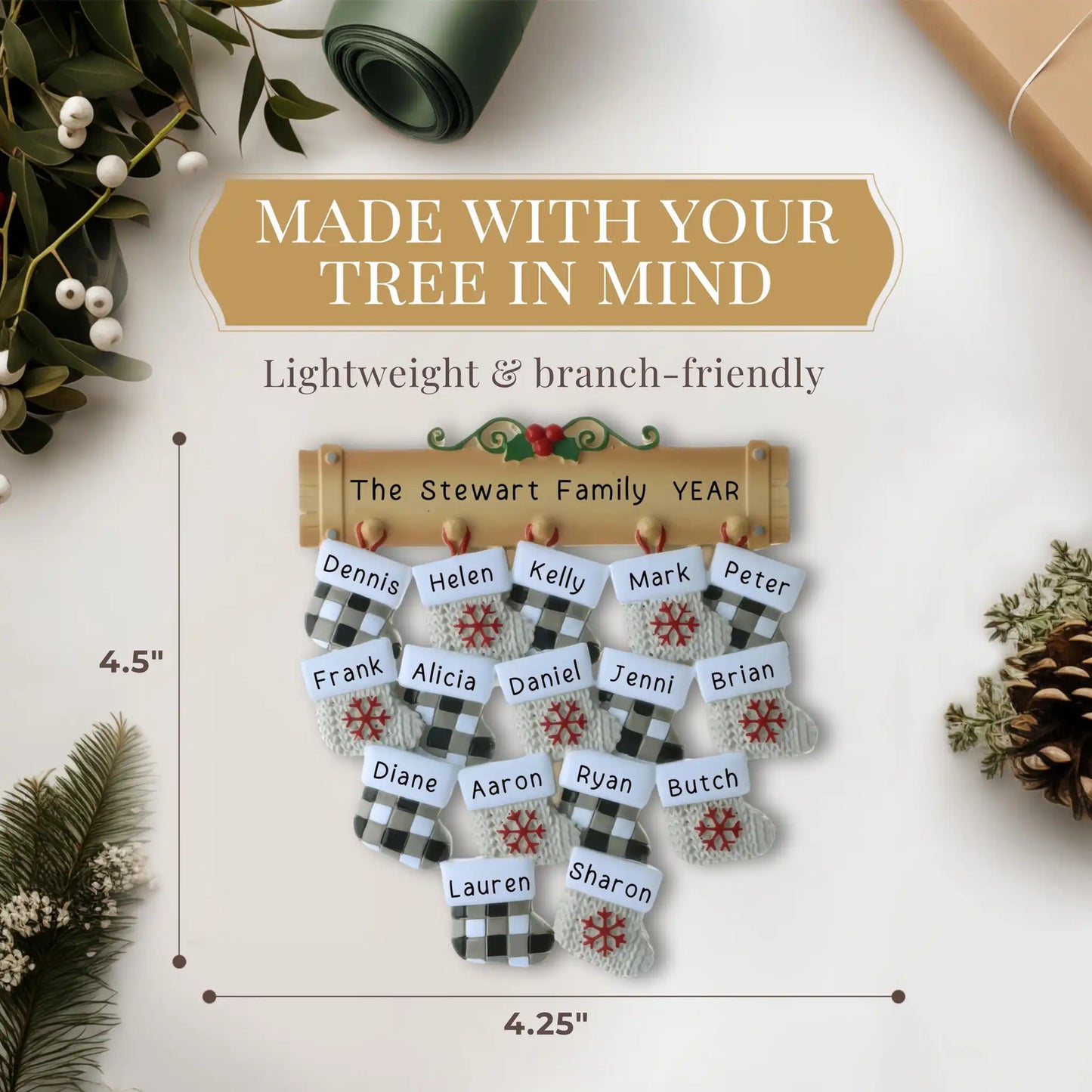 Mantle Family of 16 Christmas Ornament