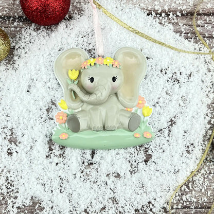 Baby Girl Elephant Christmas Ornament