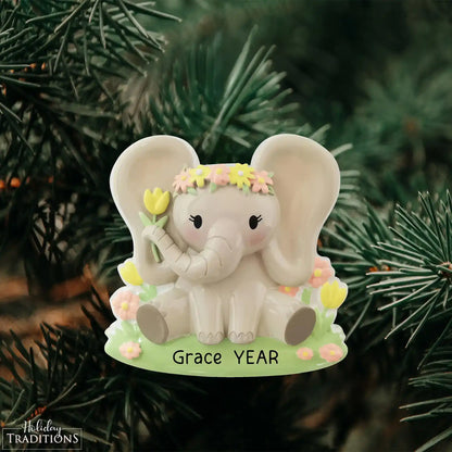 Baby Girl Elephant Christmas Ornament