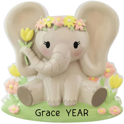 Baby Girl Elephant Christmas Ornament