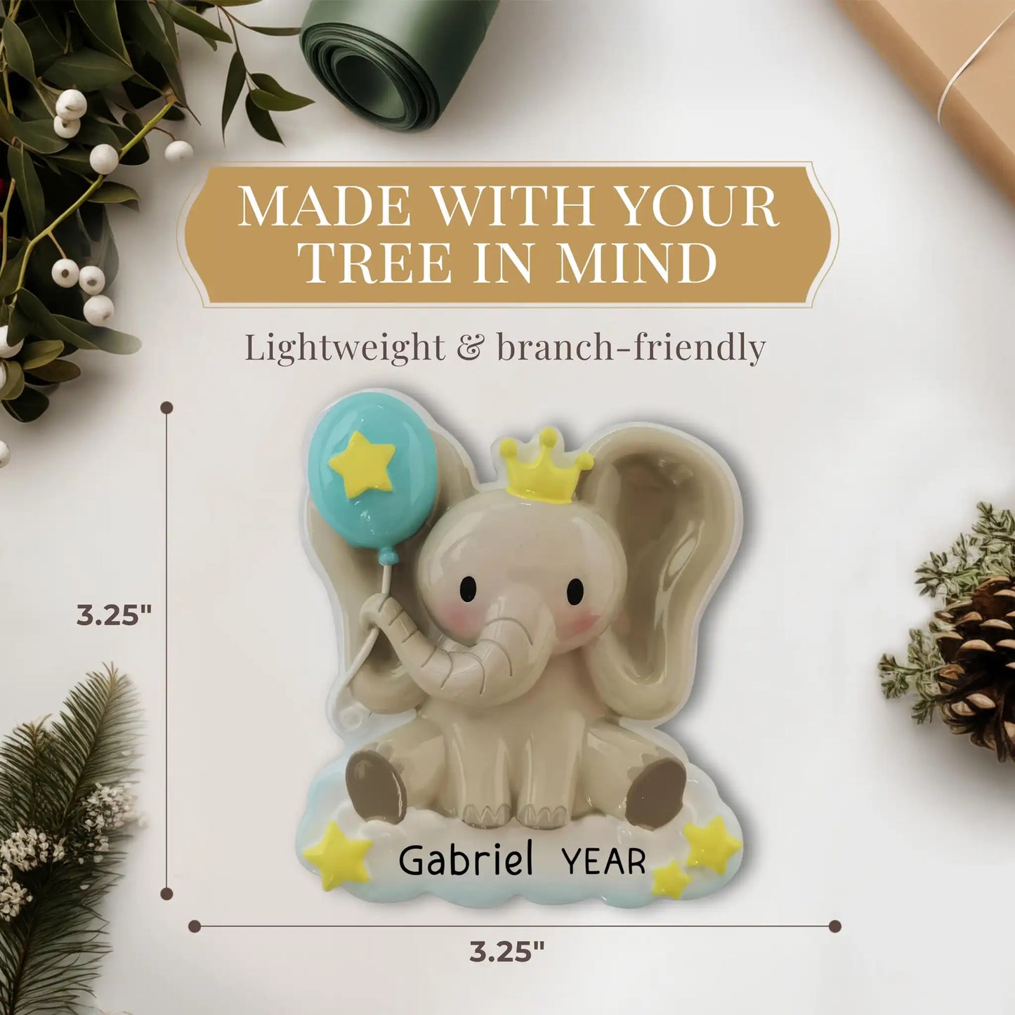 Adorno navideño de elefante para bebé niño 