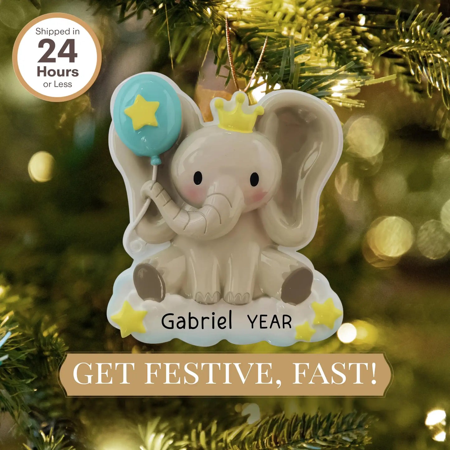 Adorno navideño de elefante para bebé niño 